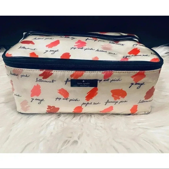 KATE SPADE LARGE COLIN LILAC COURT COSMETIC BAG LIPSTICKS - Picture 1 of 6